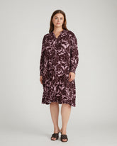 Gramercy Liquid Jersey Dress - Rose Print in Black Cherry