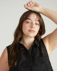 Simone Cotton Eyelet Dress - Black