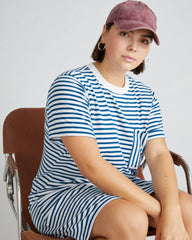 Garcon Tee Dress - Linen White/Glassy Blue Stripe