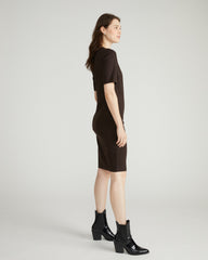Envelope Neck Ponte Dress - Espresso