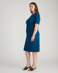 Envelope Neck Ponte Dress - Deep Teal
