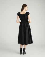Aurora Stretch Poplin Dress - Black