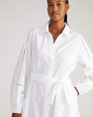 Yuli Stretch Poplin Shirtdress - White