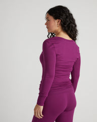 Foundation Long Sleeve V-Neck Tee - Goji Berry