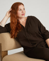 Knitted Mila Zip Hoodie - Espresso