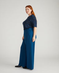 Stephanie Wide Leg Ponte Pants - Deep Teal