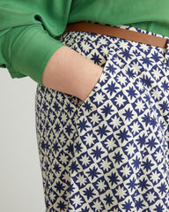 Cooling Stretch Cupro Bermuda Shorts - Navy Hacienda Print