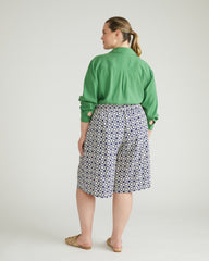 Cooling Stretch Cupro Bermuda Shorts - Navy Hacienda Print