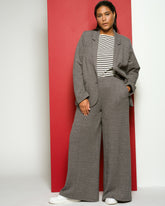Pam Pintuck Wide Leg Ponte Pants - Herringbone Tweed
