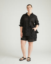 Lulu Cotton Eyelet Shorts - Black