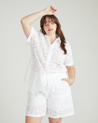 Lulu Cotton Eyelet Shorts - White