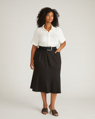 Carla Ponte Skirt - Slate Pinstripe