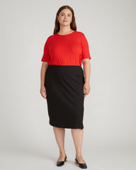 Anya Ponte Skirt - Slate Pinstripe