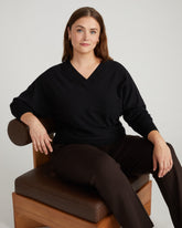 Savvy Fine Knit Sweater Blouse - Black