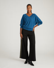 Savvy Fine Knit Sweater Blouse - Deep Teal