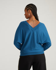 Savvy Fine Knit Sweater Blouse - Deep Teal