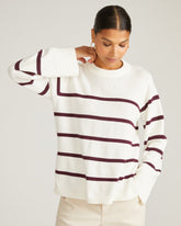 Bardot Wide Sleeve Cotton Sweater - Cream/Acai Stripe