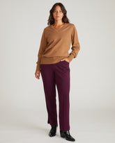 Savvy Fine Knit V Sweater - Classic Camel