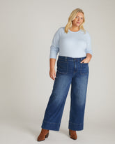 Savvy Fine Knit Crew Sweater - Silver Blue