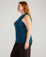 Savvy Fine Knit Sweater Shell - Deep Teal