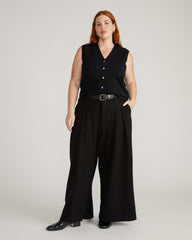 Savvy Fine Knit Cardigan Vest - Black