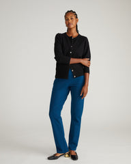 Savvy Fine Knit Crewneck Cardigan - Black