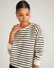Lauren Classic Sweatshirt - Ecru/Black Stripe
