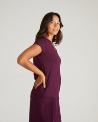 Ashley V Neck Cap Sleeve Tee - Gamay