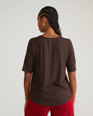 Lily Liquid Jersey Crew Neck Stovepipe Tee - Espresso