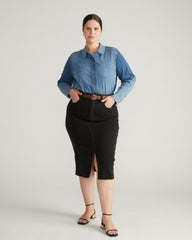 Minimalist Stretch Cotton Chambray Shirt - Vintage Indigo