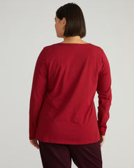 Long Sleeve Square Neck Tee - Garnet