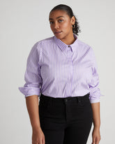 Elbe Stretch Poplin Shirt Classic Fit - Lavender/White Stripe