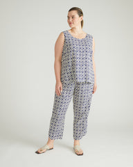 Cooling Stretch Cupro Tank - Navy Hacienda Print