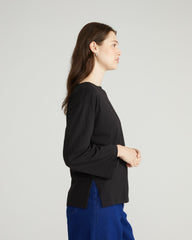 Montauk Breton Stripe Bell Sleeve Top - Solid Black