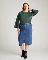 Montauk Breton Stripe Bell Sleeve Top - Solid Conifer