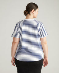 Breton Stripe Garcon Tee - White/Cenote Stripe