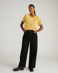 Breton Stripe Garcon Tee - Yellow Ochre/Cream Stripe