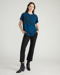 Breton Stripe Garcon Tee - Deep Teal/Black Stripe