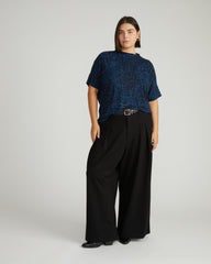 Petra Liquid Jersey Top - Deep Teal Animal Print