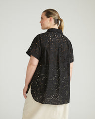 Erica Cotton Eyelet Shirt - Black