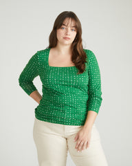 Agatha Liquid Jersey Top - Galactic Print in Green