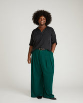 Button Back Stretch Cupro Polo Shirt - Black