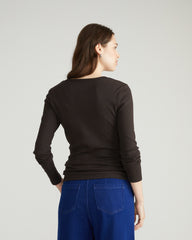 Henley Long Sleeve Ribbed Tee - Espresso