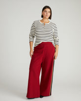 Henley Long Sleeve Ribbed Tee - Ecru/Black Stripe