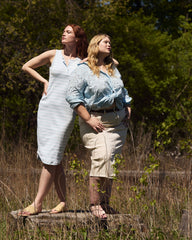 Romera Ribbed Dress - Clear Sky/White Stripe