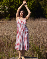 Amber Cooling Cupro Slip Dress - Morningstar Print in Red