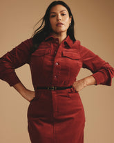 Dakota Corduroy Dress - Autumnal Red