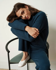 Knitted Mila Lounge Pants - Deep Teal