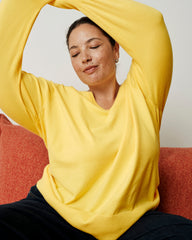 Savvy Fine Knit V Sweater - Banana Pudding