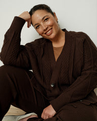 Cable Knit Cardigan - Espresso